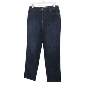 Gloria Vanderbilt Blue Dark Wash High Rise Straight Leg Stretch Jeans Sz 12